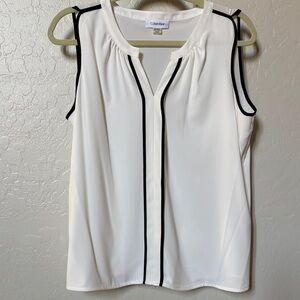 Calvin Klein White Blouse with Black Trim